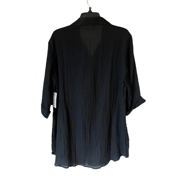 a.n.a. swimwear button 3/4 sleeve black summer coverup Sz L - Picture 2 of 6